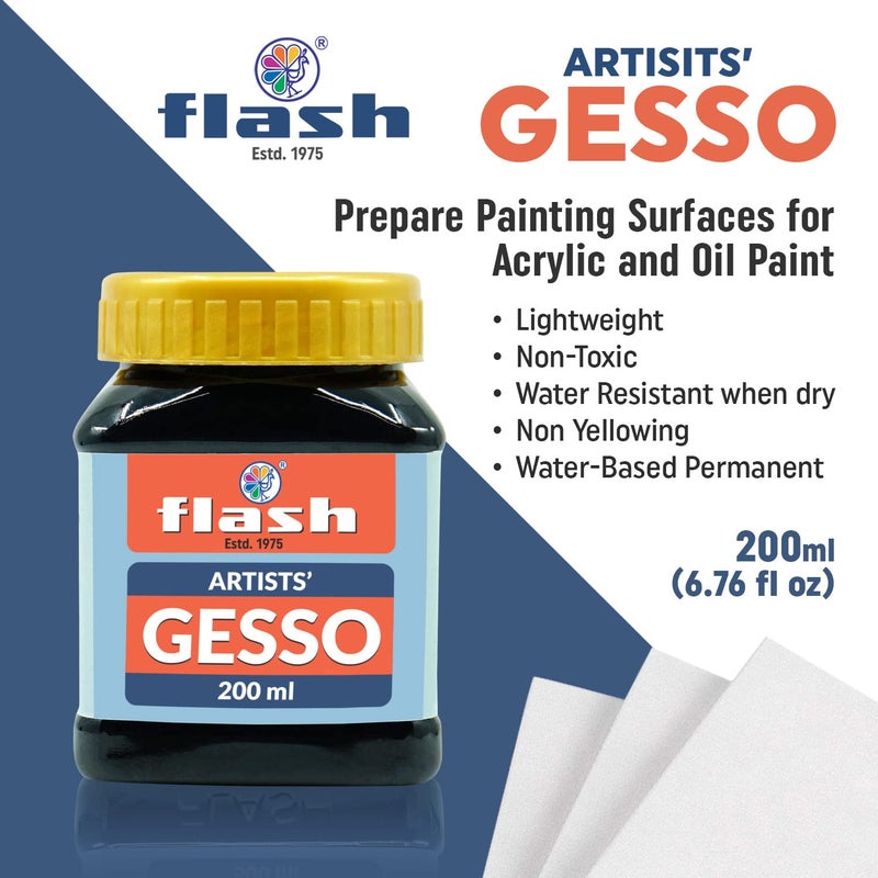 Flash جيسو للرسم بالأكريليك - طلاء أساس غير سام قائم على الماء للجميع (200 مل - أسود) - Image 3