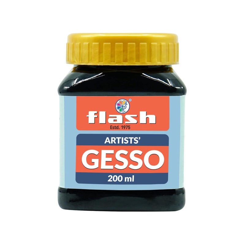 Flash جيسو للرسم بالأكريليك - طلاء أساس غير سام قائم على الماء للجميع (200 مل - أسود) - Image 1