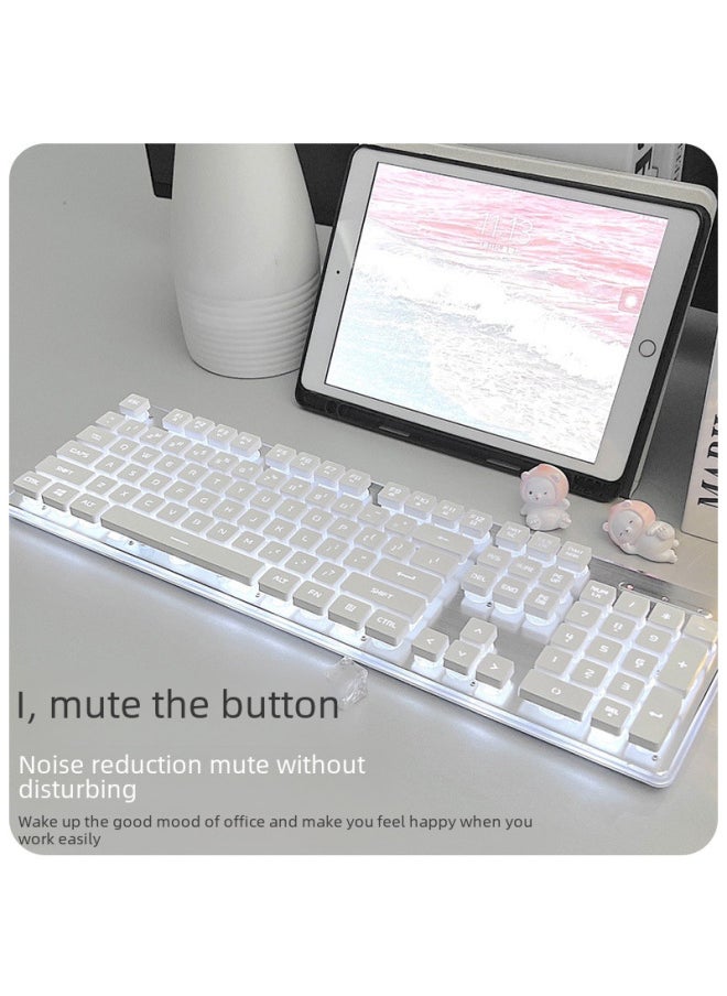 Generic Gx710 Wired Silent Keyboard Comfortable Mechanical Feel Suitable For Gaming Office Environments-Color:[Wired Mute Single Keyboard] Pink-White Light  - Image 3