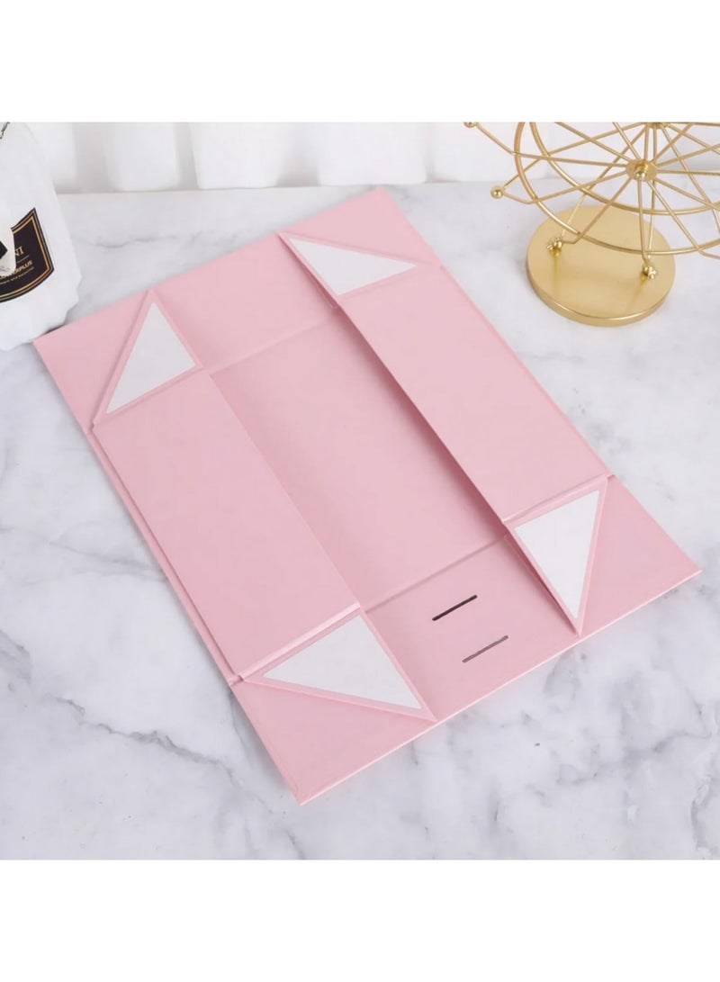 صندوق هدايا مغناطيسي بإغلاق شريط، صندوق تغليف هدايا، صندوق تخزين، صندوق تقديم بأغطية، صناديق هدايا لحفلات أعياد الميلاد، مقاس 26x19x8 سم، وردي - Image 4