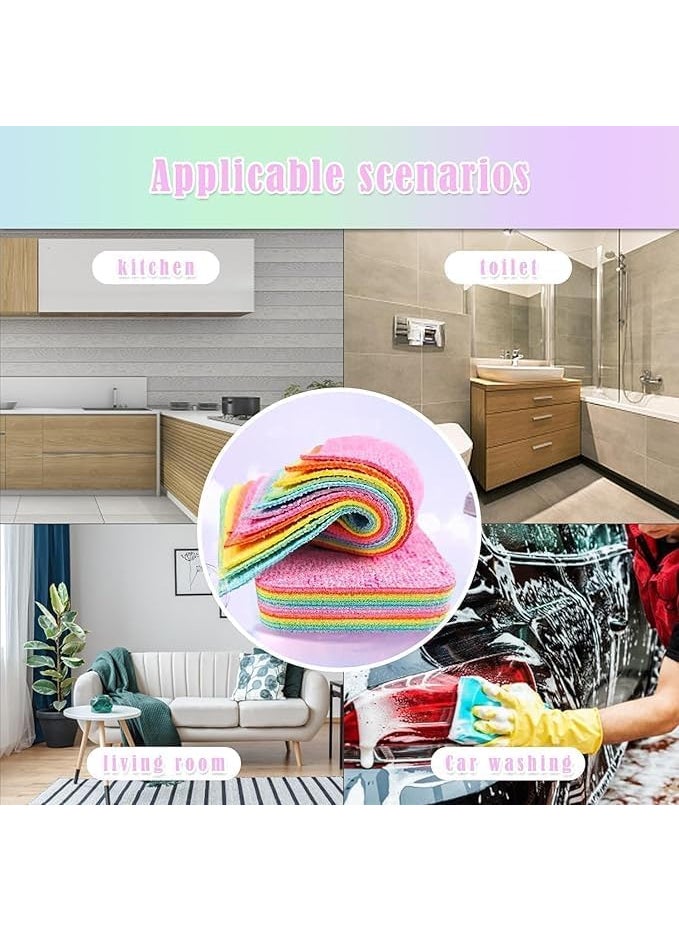 AUTOMAZE - Automaze Rainbow Dish Cleaning Sponge Rainbow Rag, Reusable Double Sided Dish Sponge 12-Layer Microfiber Cloth Scrub Sinks,Pots, Pans for Car, Glass, Furniture Kitchen Scrubber for Dishes (1) - Image 1