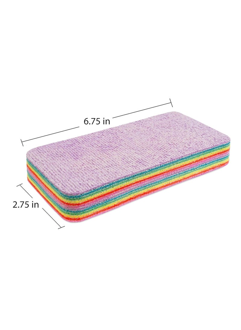 AUTOMAZE - Automaze Rainbow Dish Cleaning Sponge Rainbow Rag, Reusable Double Sided Dish Sponge 12-Layer Microfiber Cloth Scrub Sinks,Pots, Pans for Car, Glass, Furniture Kitchen Scrubber for Dishes (1) - Image 1