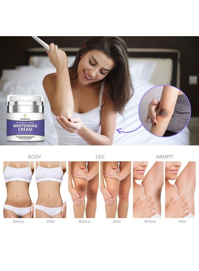 Famirosa كريم مصحح للبقع الداكنة للمنطقة الحميمة - كريم تحت الإبط للإبط والركبتين والمرفقين والفخذ الداخلي والأجزاء الخاصة - كريم للبشرة الحميمة - Image 2