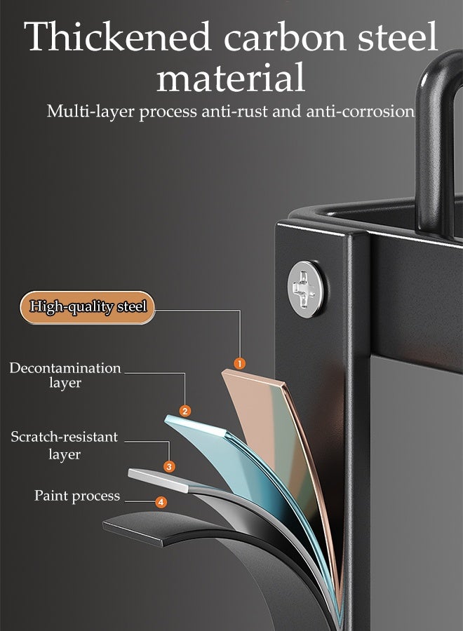 DUNISO Dish Drying Rack with Drainer, 2 Tier Stainless Steel  Kitchen Organizers,Double Layer Adjustable Set Kitchen Counter, Glass Holder  (Black) - Image 3