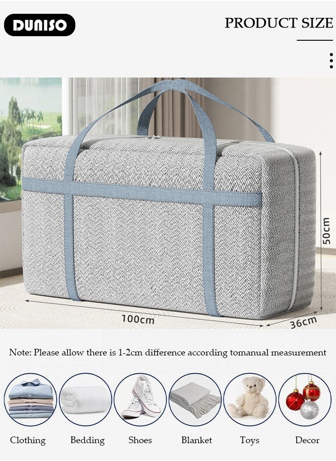 DUNISO Moving Storage Bag with Zipper, Large Capacity Multipurpose Clothes Organizing Storage Bag with Strong Handles, Folding Blanket Storage Bag for Bedroom Closet, Wardrobe, Moving, Quilt Storage  - Image 4