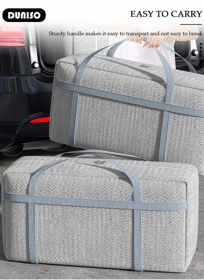 DUNISO Moving Storage Bag with Zipper, Large Capacity Multipurpose Clothes Organizing Storage Bag with Strong Handles, Folding Blanket Storage Bag for Bedroom Closet, Wardrobe, Moving, Quilt Storage  - Image 5