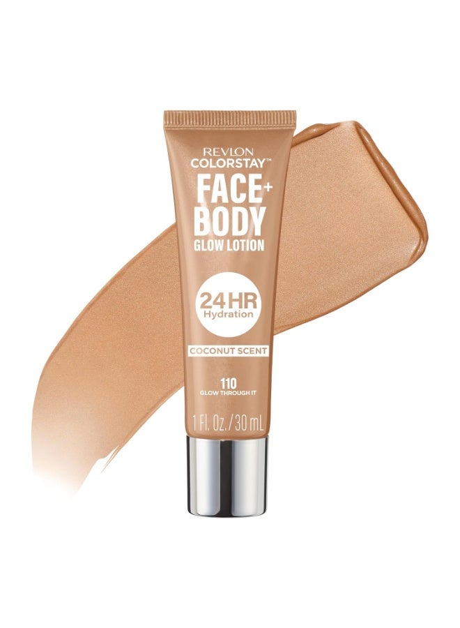 Revlon ColorStay Face & Body Glow Lotion, Hydrating Moisturizer, 24HR Hydration, Illuminating Luminizing Shimmer, 110 Glow Through It - Image 1