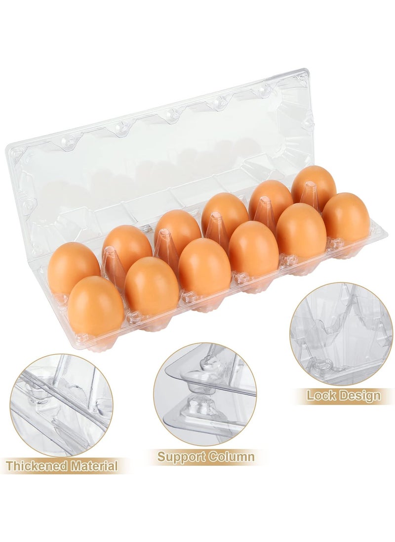 SENENQU SENENQU 40 Pack Plastic Egg Cartons Cheap Bulk Empty Clear Plastic Egg Carton Holds Up to 12 Eggs Dozen Reusable Chicken Egg Tray Holders for Family Pasture Farm Market Display Storage 2x6 Grid  - Image 4