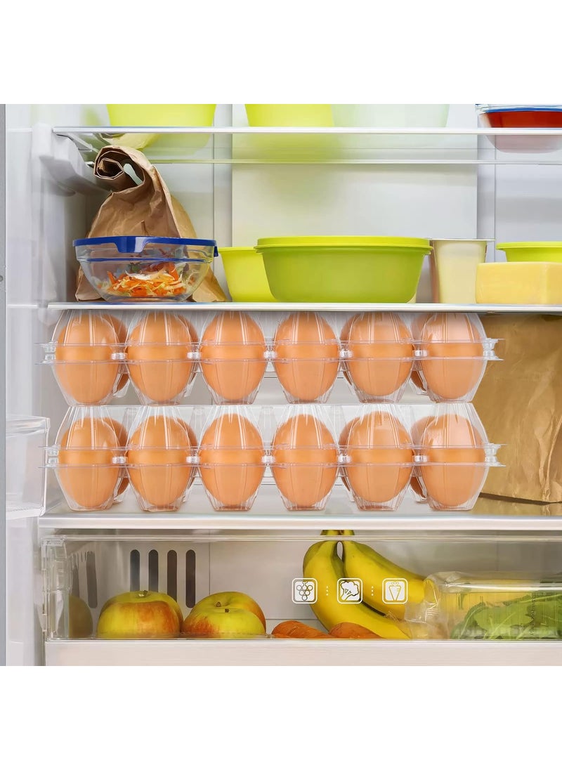 SENENQU SENENQU 40 Pack Plastic Egg Cartons Cheap Bulk Empty Clear Plastic Egg Carton Holds Up to 12 Eggs Dozen Reusable Chicken Egg Tray Holders for Family Pasture Farm Market Display Storage 2x6 Grid  - Image 5