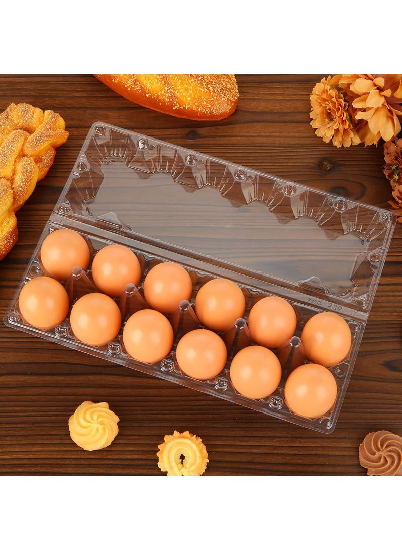 SENENQU SENENQU 40 Pack Plastic Egg Cartons Cheap Bulk Empty Clear Plastic Egg Carton Holds Up to 12 Eggs Dozen Reusable Chicken Egg Tray Holders for Family Pasture Farm Market Display Storage 2x6 Grid  - Image 3