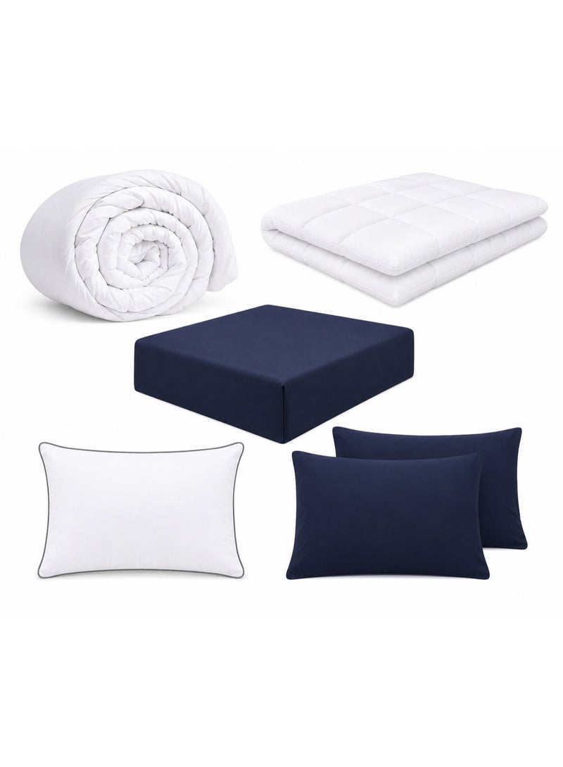 Home Auraa 6 Piece Bedding Set | Single Size | Duvet + Mattress Topper + Fitted Sheet + Pillow + 2 Pillow Covers | Ultra Soft Microfiber & Premium Comfort - Image 4
