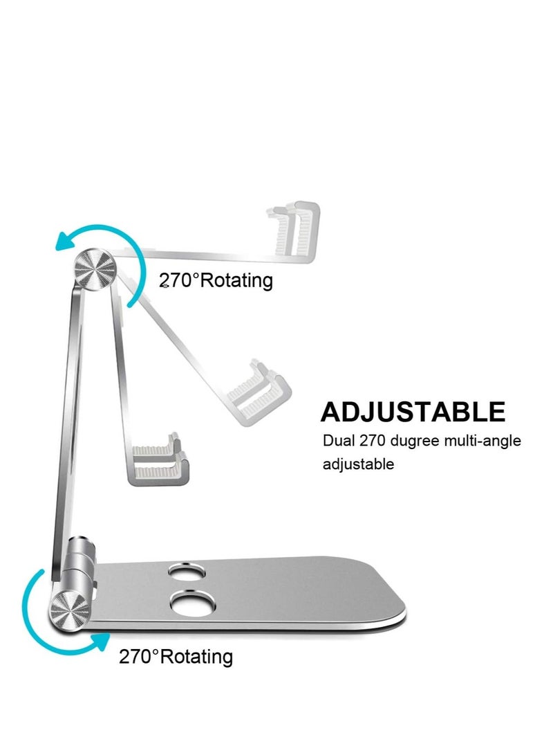 Adjustable Phone Holder, Desktop Mobile Phone Holder, Stand, Dock for Online and Video Courses for iPhone 12, SE 2020, 11 Pro, Samsung S10 S9, Tablet Stand Lightweight Portable Silver - Image 4