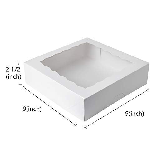 Onemore ONE MORE 9inch White Cookie Bakery Boxes,Large Pie Boxes with PVC Window Natural Disposable box 9x9x2.5,Pack of 12 - Image 2