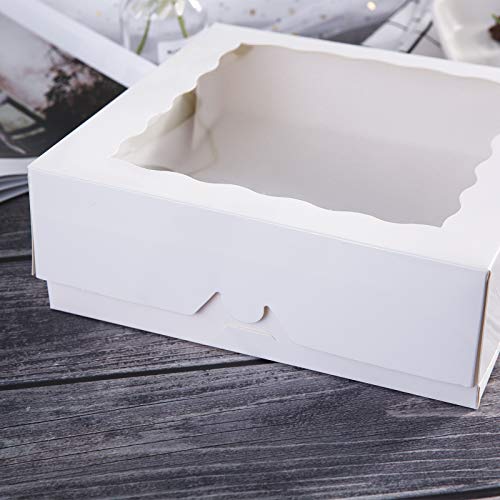 Onemore ONE MORE 9inch White Cookie Bakery Boxes,Large Pie Boxes with PVC Window Natural Disposable box 9x9x2.5,Pack of 12 - Image 5