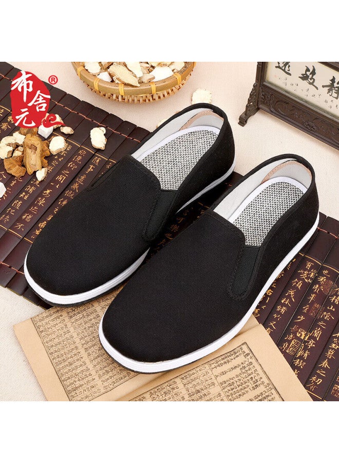 Busheyuan Traditional Thousand-layer Sole Cloth Shoes, Casual Shoes, Elderly Shoes, Old Beijing Cloth Shoes For Men, 51x-7701, Black, Size 45 - Image 1