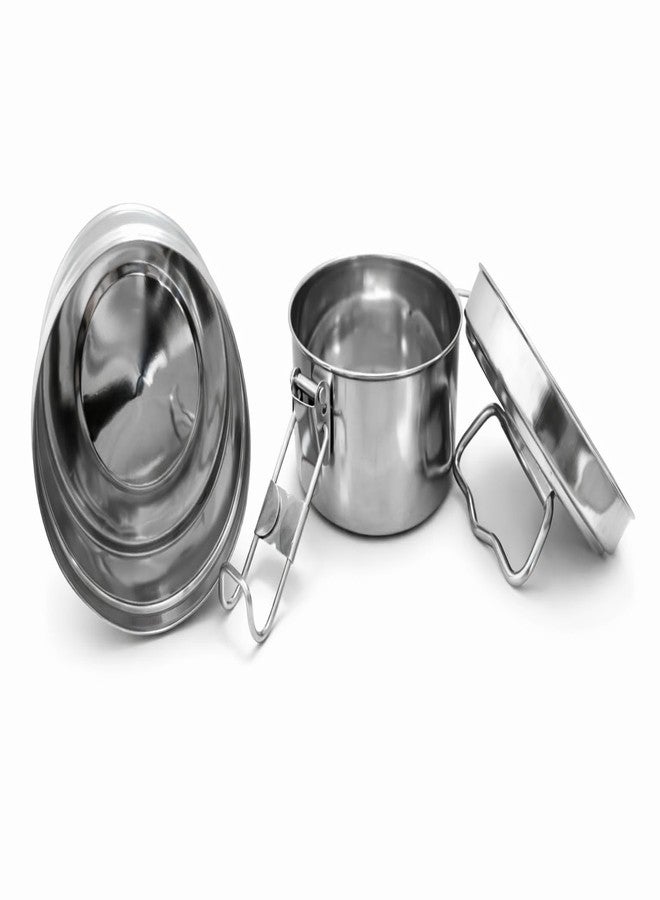 Duodeno Stainless Steel Lunch Box/Tiffin Set (2 Containers) with Locking Lid & Carry Handle | Leak Proof | Food Grade | Ideal for Office, School & Travel (11cm L x 12cm H) - Image 5