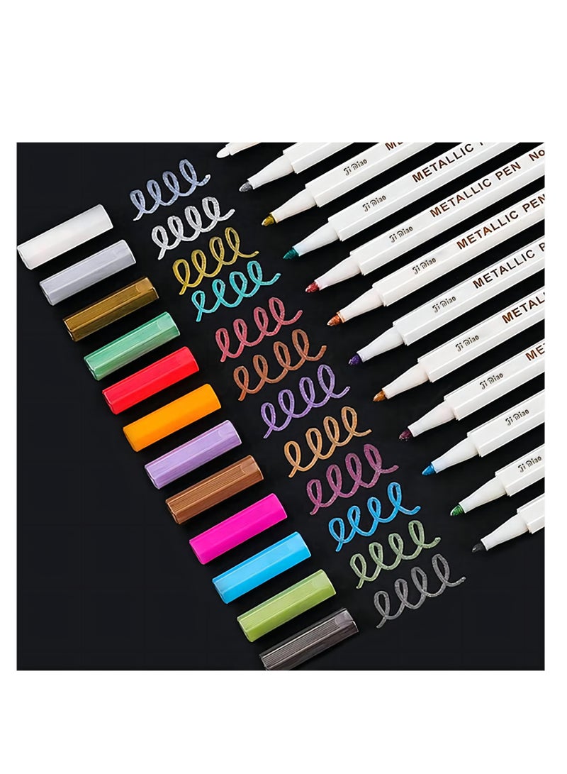 JiMiao Essential for DIY: Metallic Color Pens - 12 Colors Pack, Illuminate Your Creative World - Image 1