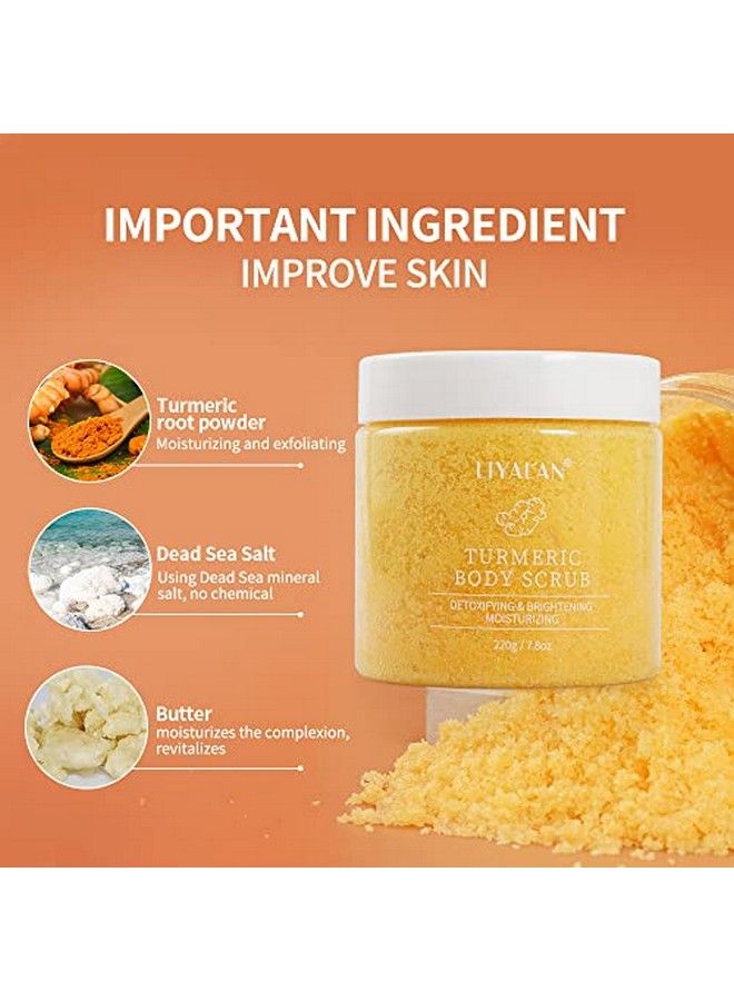 LIYALAN Turmeric Body Scrub Moisturizing And Exfoliating Body Face Hand Foot Scrubnourishes Skindeep Cleansing 7.8Oz - Image 3