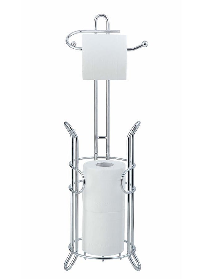 SunnyPoint (Chrome) - LCUS Bathroom Toilet Tissue Paper Roll Storage Holder Stand with Reserve, The Reserve Area Has Enough Space to Store Mega Rolls; Chrome Finish (Chrome) - Image 5