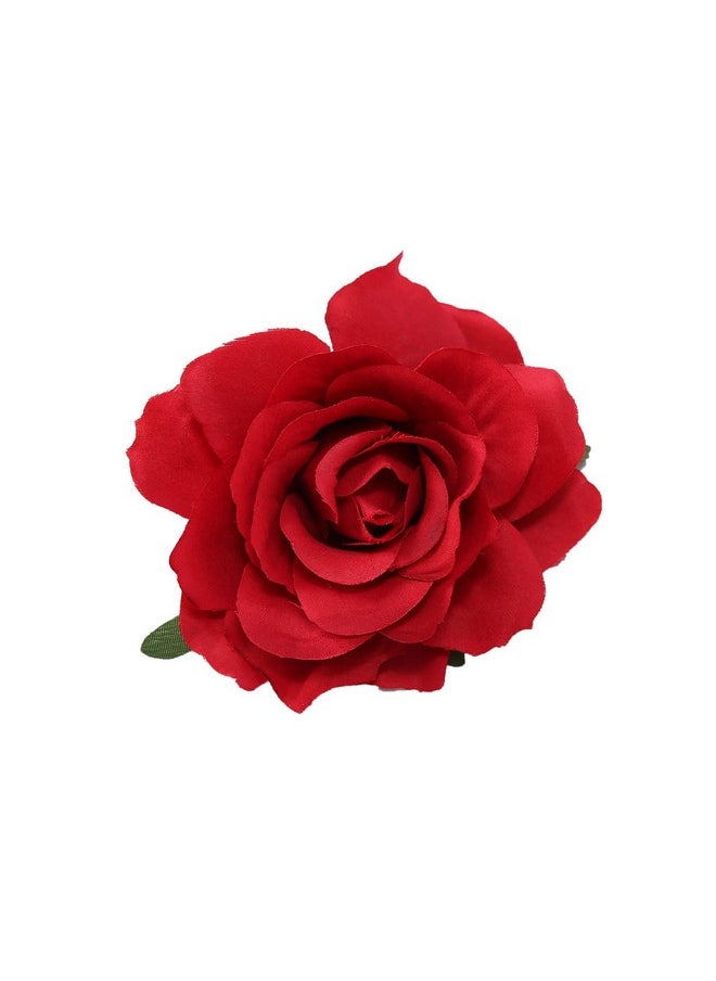 Sisadodo Flower Rose Brooch Pins For Women Girls Red Flower Floral Hair Clips For Women Hair Accessories Large Red Flower Rose Headpiece For Women Flower Barrettes Headwear For Women Girls Bride Wedding  - Image 1