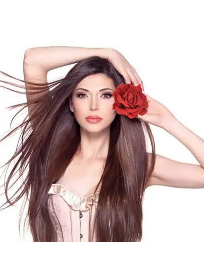 Sisadodo Flower Rose Brooch Pins For Women Girls Red Flower Floral Hair Clips For Women Hair Accessories Large Red Flower Rose Headpiece For Women Flower Barrettes Headwear For Women Girls Bride Wedding  - Image 4