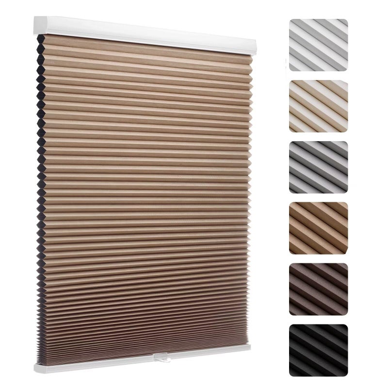MYshade Cordless Blackout Cellular Shades, 1.5" Honeycomb Window Blinds for Bedroom & Nursery, Thermal Insulated, Noise Reducing, Privacy Shades, Inside or Outside Mount (24" W x 50" H, Light Brown) - Image 1