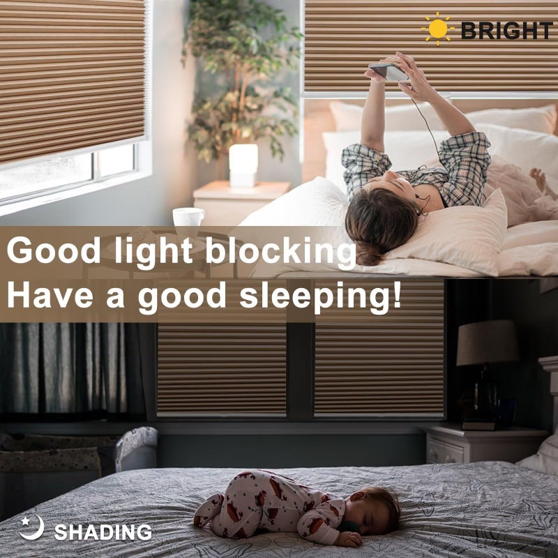 MYshade Cordless Blackout Cellular Shades, 1.5" Honeycomb Window Blinds for Bedroom & Nursery, Thermal Insulated, Noise Reducing, Privacy Shades, Inside or Outside Mount (24" W x 50" H, Light Brown) - Image 5