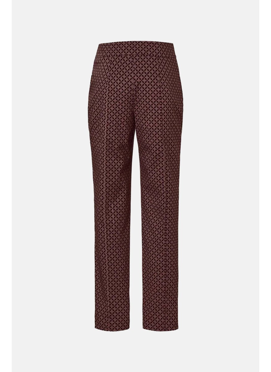 Tchibo Women Regular Fit Allover Print Trouser Pants, Burgundy  - Image 2