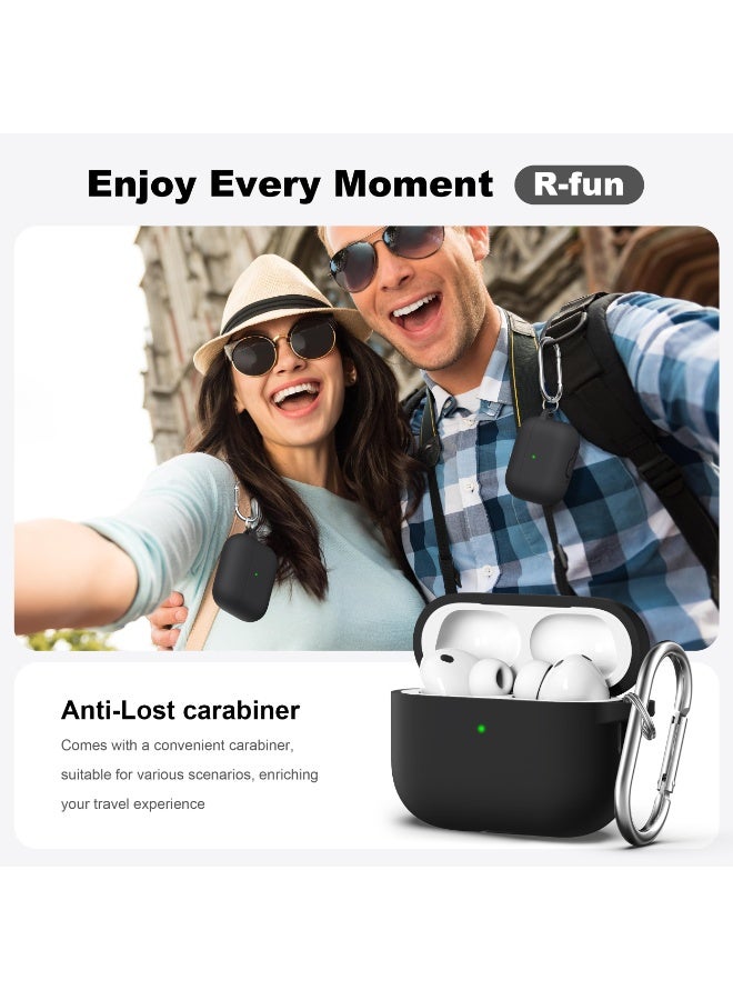 Suitable For Airpods Pro 3 Protective Case With Cleaning Kit, Soft Silicone Protective Case Suitable For Apple Airpods Pro 3 Women And Men, Airpods Pro Protective Case Accessory With Keychain, Black - Image 4