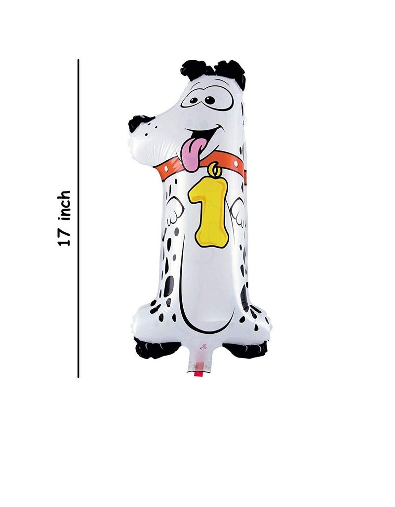 Moira Small Size Dog Shape 1 Number Balloon 17 inch Size for Birthday/Animal Theme/Jungle Theme Party Celebration (Dog No 1) - Image 2