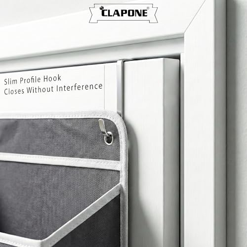 CLAPONE Over the Door Organizer/Large Pockets – Anti-Tilt Hanging Storage for Bedroom/Closet Door Storage/Bathroom/Pantry/Nursery/Bedroom (Grey, 5 Layers) - Image 4