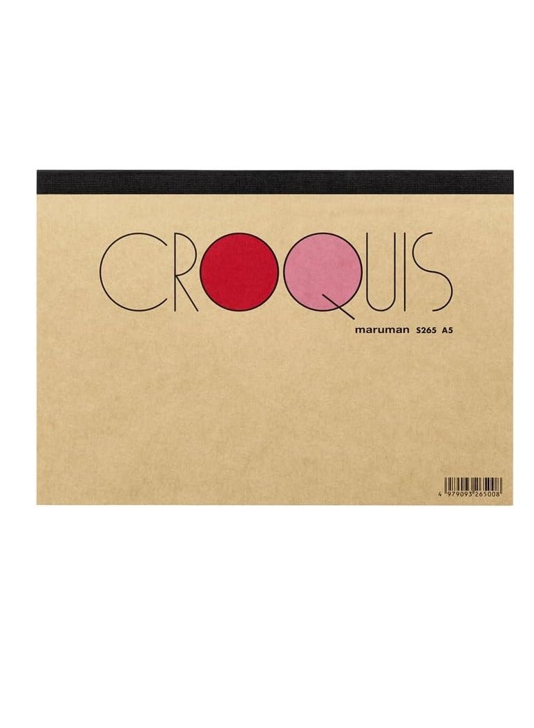 Maruman A5 Size Croquis Sketch Pad With Cream Crocky Paper 60 Sheets - Image 1