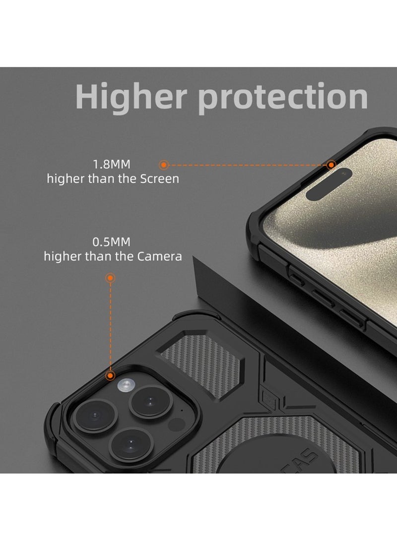 BIBERCAS For iPhone 15 Pro Max Case Compatible with MagSafe Anti Drop TPU + PC Phone Cover - Black - Image 4