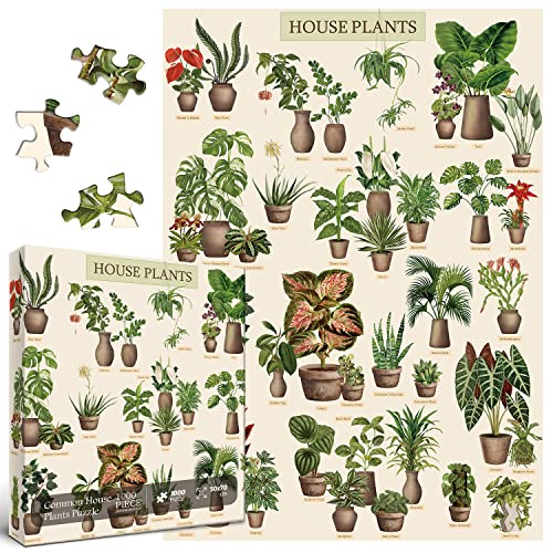 BBOLDIN Vintage Houseplant Puzzle 1000 Pieces for Adult, Botany Succulent House Plant Puzzle, 39 Common Indoor Plants Jigsaw Puzzles - Image 3