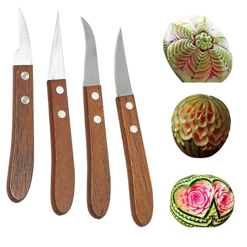 THW® Wooden Fruit and Vegetable Carving Knife Tool Cutter Set - Image 1