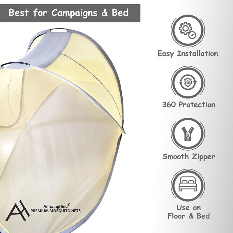 Amazinghind Mosquito net for Single Bed with 40 GSM Heavy net. Foldable (Net with 1 Gate (7.5 feet x 4 feet)) | Assorted color - Image 4