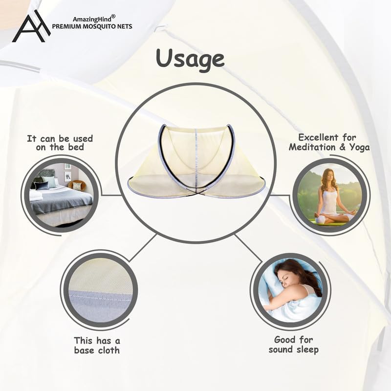 Amazinghind Mosquito net for Single Bed with 40 GSM Heavy net. Foldable (Net with 1 Gate (7.5 feet x 4 feet)) | Assorted color - Image 5