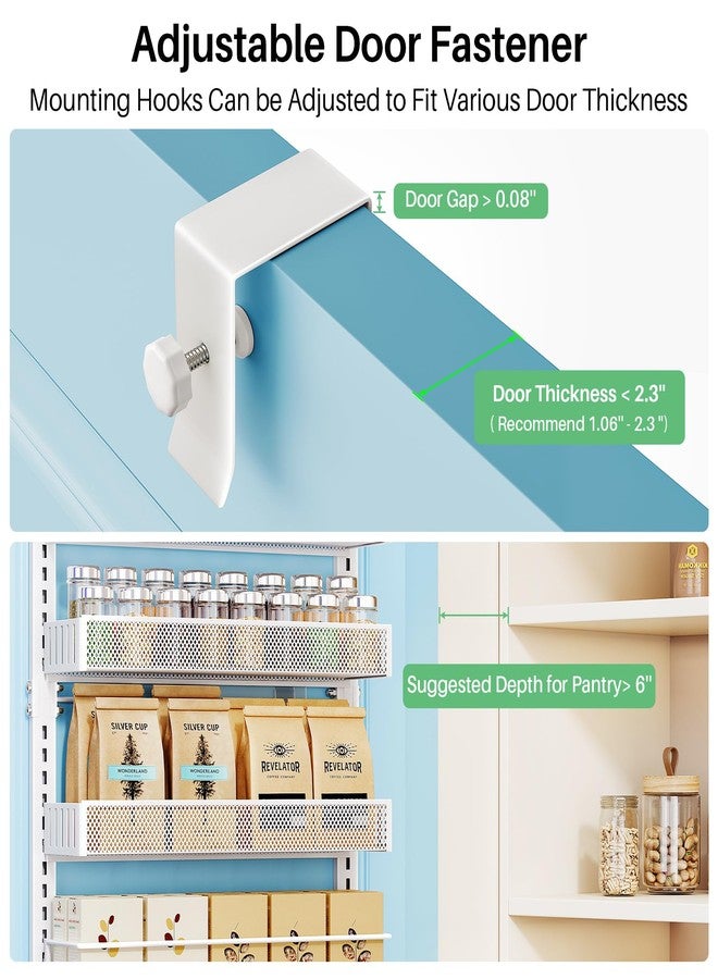 SNTD Over the Door Pantry Organizer - Adjustable Pantry Door Organizer, 8 Tier Large Capacity Over the Door Spice Rack (White) - Image 2
