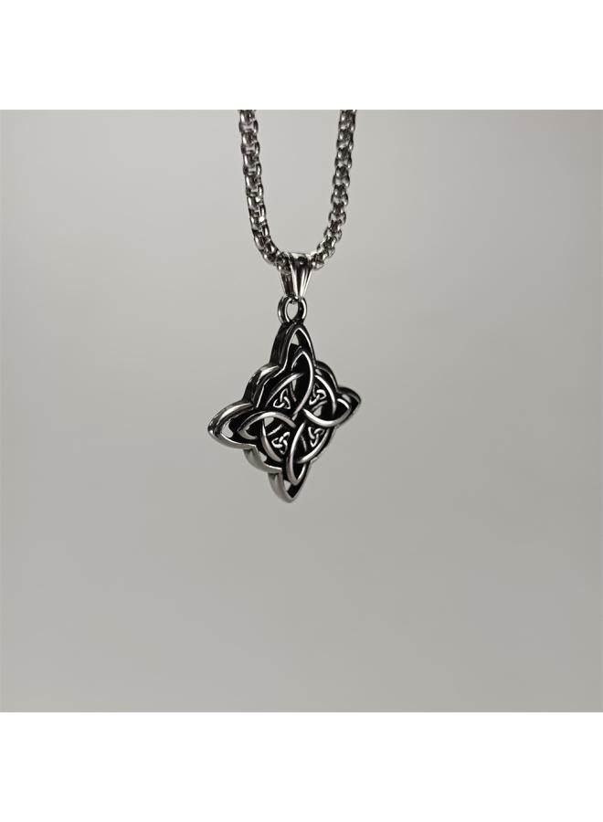 Summer Stainless Steel Distressed Retro Celtic Knot Necklace Endless Love Loop Knot Titanium Steel Pendant