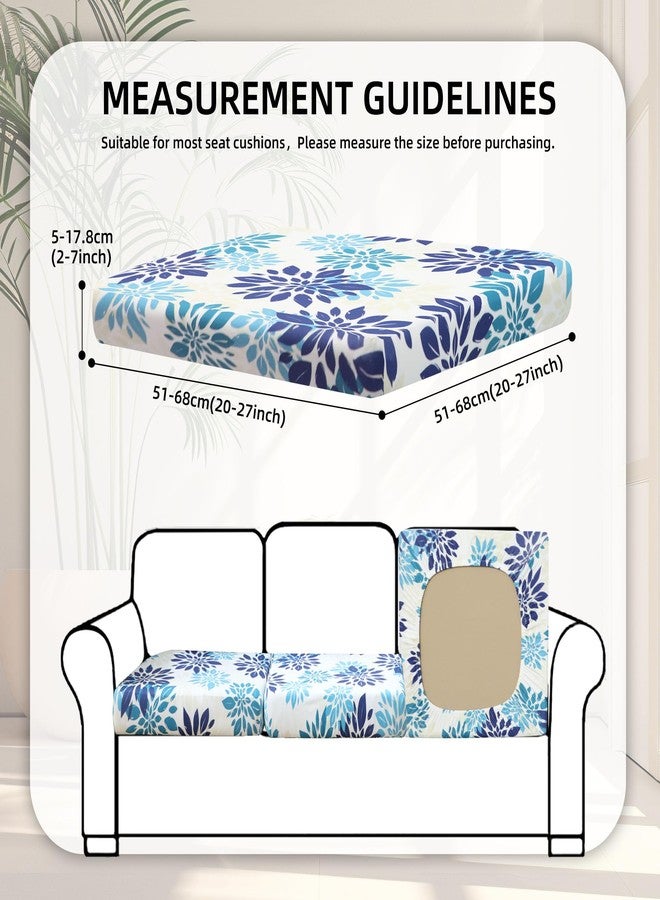 BIETYONE 8Pcs Stretch Patio Cushion Covers,Outdoor Couch Covers Replacement,Outdoor Couch & Sofa Slipcovers,for Patio Furniture Cushion Covers,Washable Reusable Furniture Protector(Blue Flower,Cover Only) - Image 2