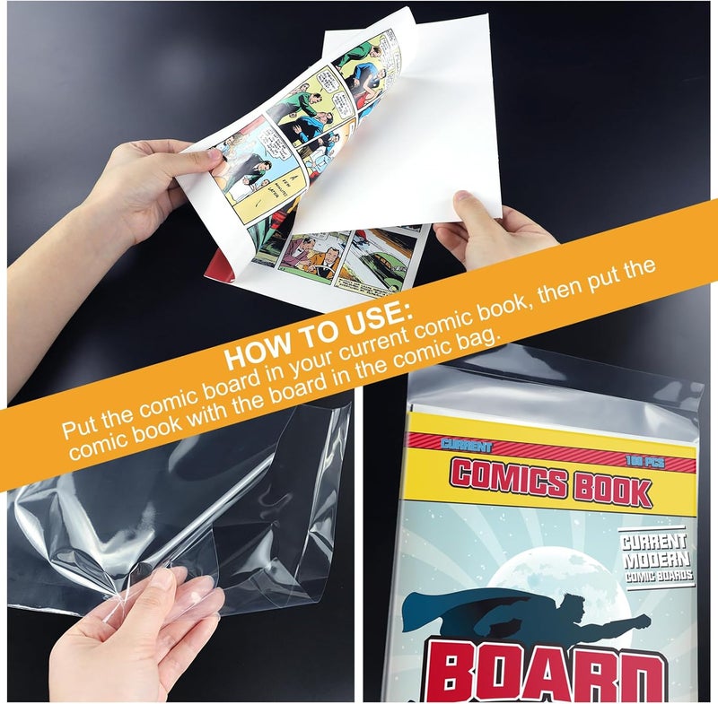 KKU 200 Count Comic Book Bags and Boards, Crystal Clear Acid Free Comic Bags and Boards, Comic Book Storage for Comics - Image 5