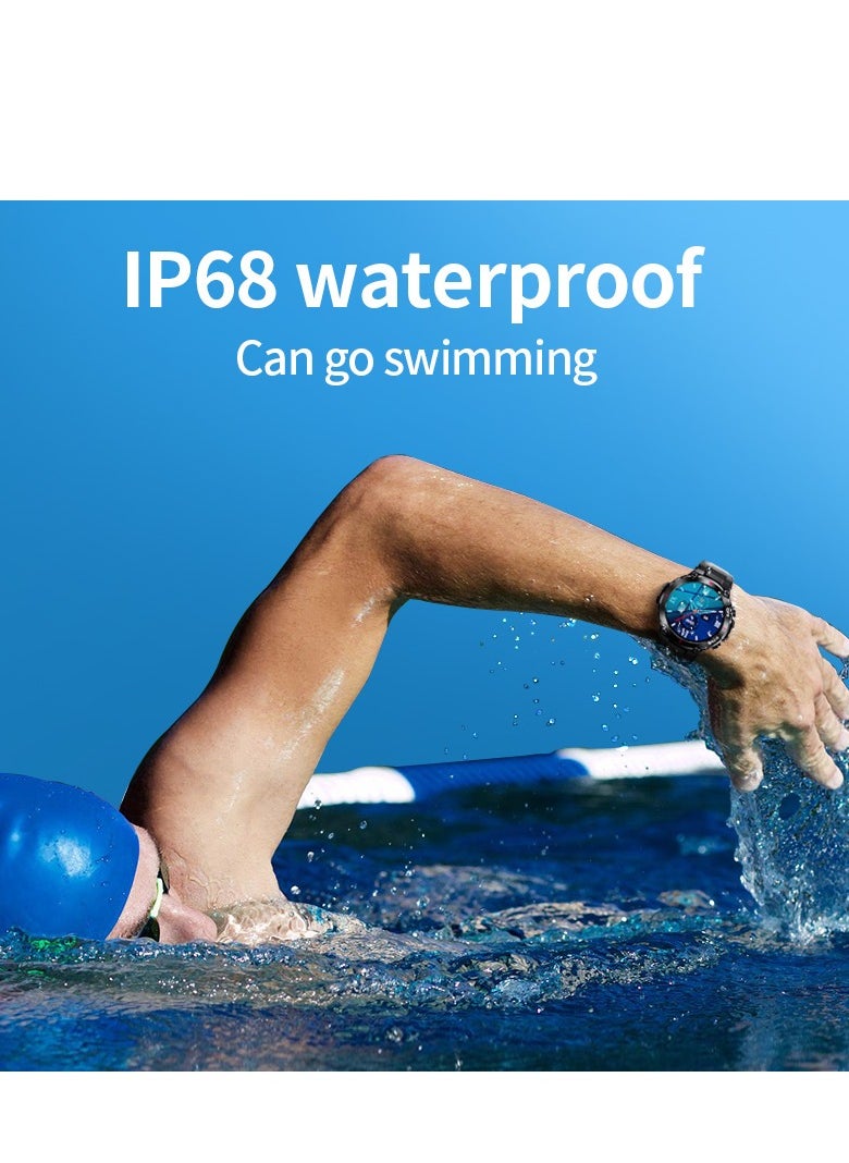 LIGE - Men's New Smart Watches 1.32inch Full Touch Screen Outdoor Sports Fitness Bracelet Blood Pressure with GPS Location IP68 Waterproof Silicone Strap Black - Image 1