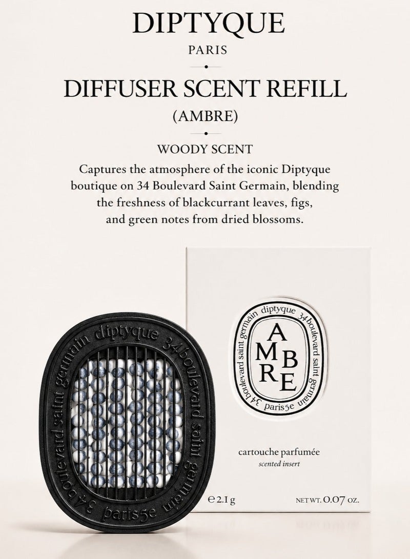Diptyque Ambre (Warm woody scent) - Insert for diffuser Pearls perfumed with balm, spices and precious woods. - Image 1