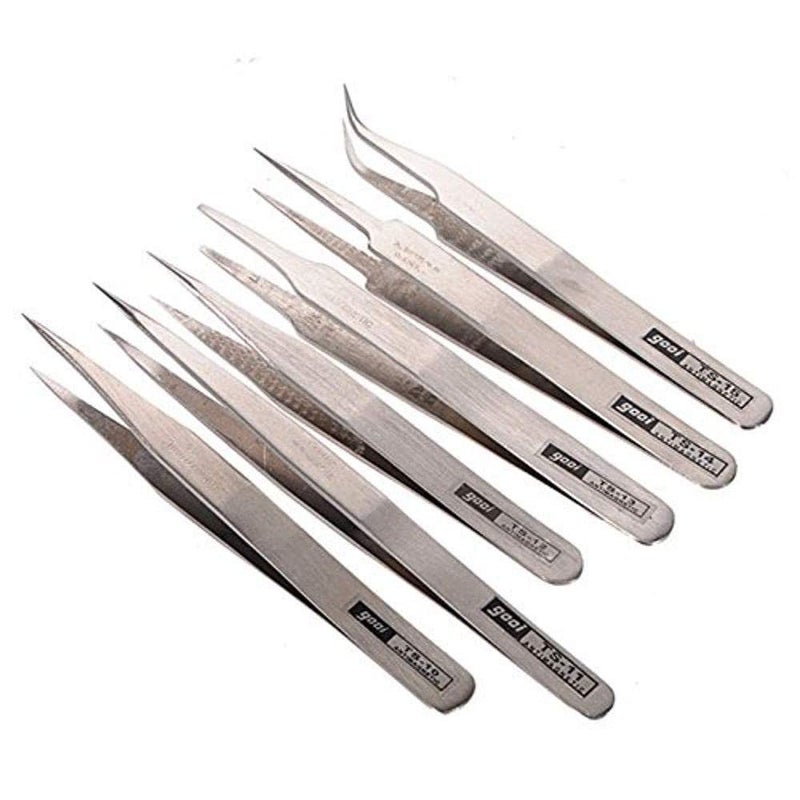 DIY Crafts Diy Crafts CTDIYHI27901 Static Stainless Steel Tweezers Swiss Antimagnetic Tweezers Set for Soldering Mobile Phone Repair 3 Pack of 6 Multicolor  - Image 1