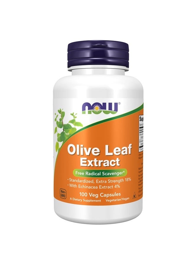 now Supplements, Olive Leaf Extract with Echinacea Extract 4%, Extra Strength, Free Radical Scavenger*, 100 Veg Capsules - Image 1