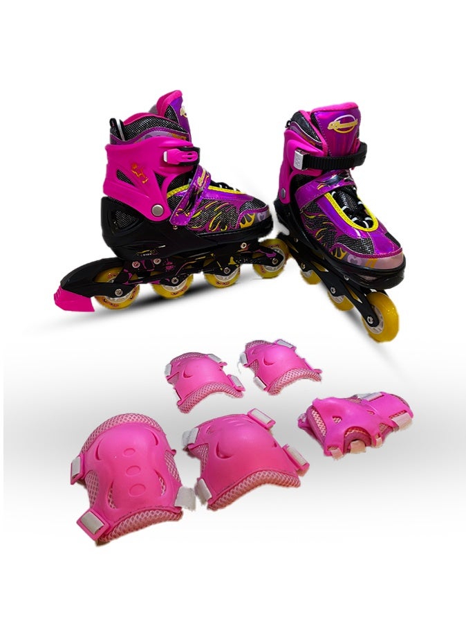 Carol For Toys Pink Skates with Girls' Protective Gear  - Image 1