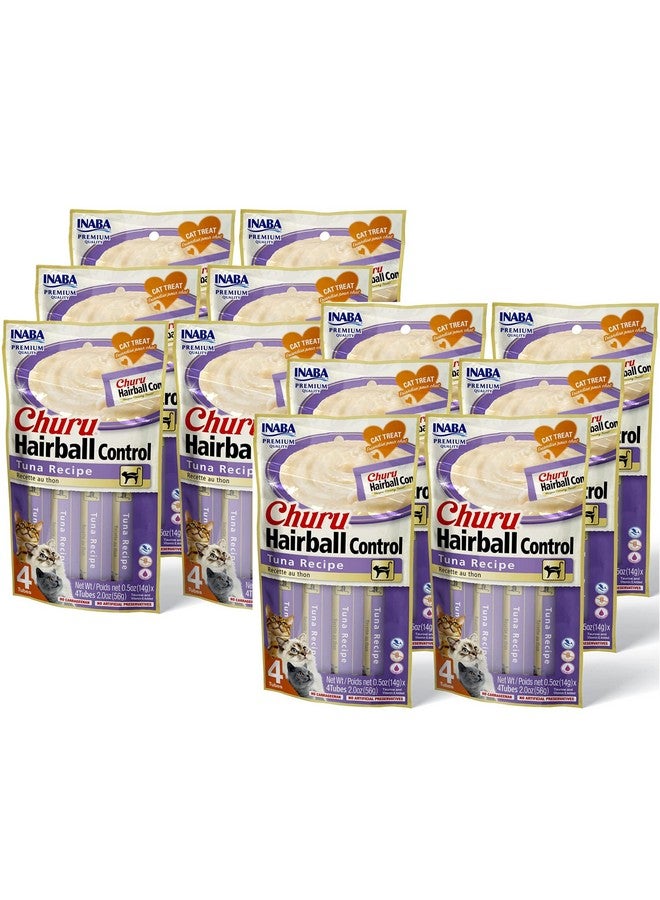 INABA Churu For Cats, Functional, Creamy Lickable Purée Cat Treat For Hairball Control With Taurine & Vitamin E, 0.5 Ounces Each, 48 Tubes (4 Per Pack), Tuna Recipe - Image 1