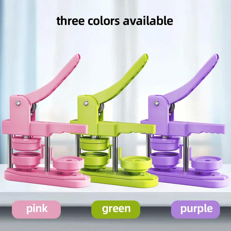 Freeingbag آلة صنع الأزرار FreeingBAG 58mm - (الجيل 3) بدون تركيب (2.25 بوصة) آلة ضغط أزرار DIY مع 100 قطعة من أجزاء الأزرار (وردي، 2.25 بوصة / 58mm) - Image 3