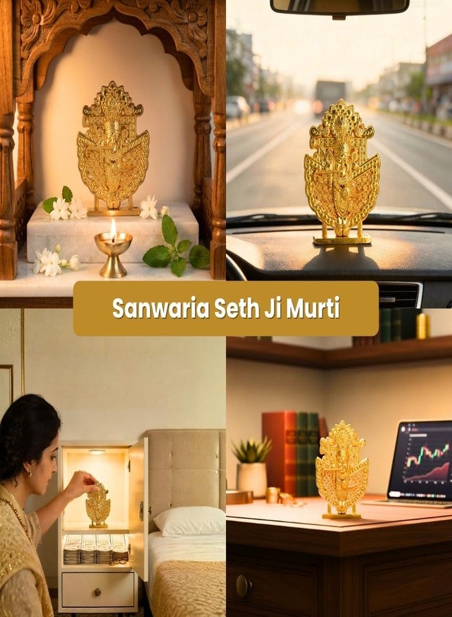فاما VAMA Sanwariya Seth Murti Siddh في فريندافان - أيدول النعمة والازدهار | اللورد كريشنا أيدول | شريناثجي مورتي | قطعة بوجا مزخرفة للمنزل والماندير والهدايا | شريناثجي أيدول (7.5x5.5 سم) - Image 5