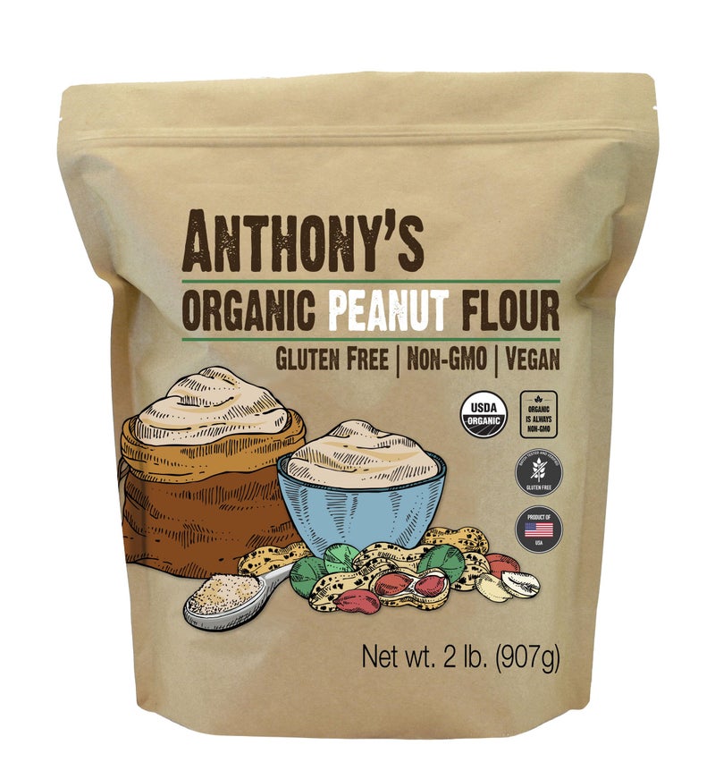 Anthony's Organic Peanut Flour, Defatted, 2 lb, Light Roast 12% Fat, Verified Gluten Free - Image 1